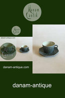 Bing & Grondahl Kronjyden Blue Azure コーヒーカップと八角形のソーサー