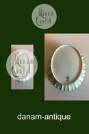 Royal Copenhagen  Oval kanneleret skål Stel med grøn dekoration med guld på form 507(Herregaard)