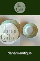 Bing & Grøndahl Dyb Tallerken No 22 Stel med grøn dekoration med guld på form 507(Herregaard)  Dyb Tallerken No 22