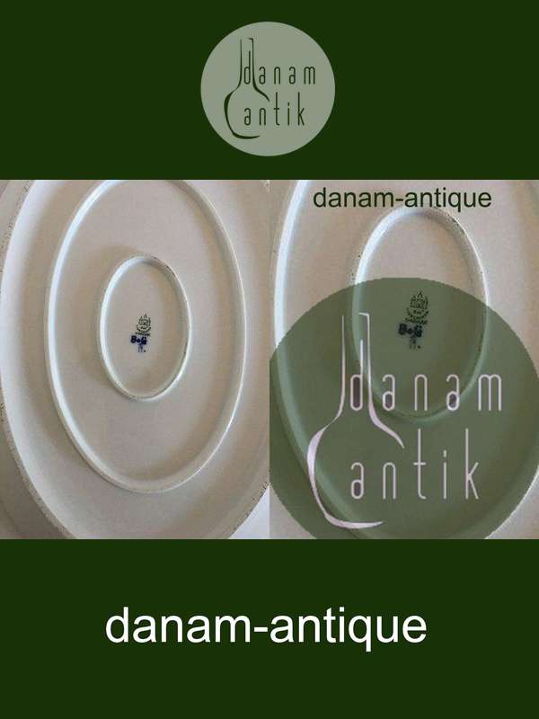 Bing & Grøndahl Jubilæumsstel / Blå Nellike Stort Ovalt Fad