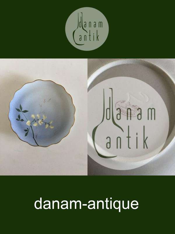 Bing & Grøndahl Kagetallerken med Blomsterdekoration og Guldkant