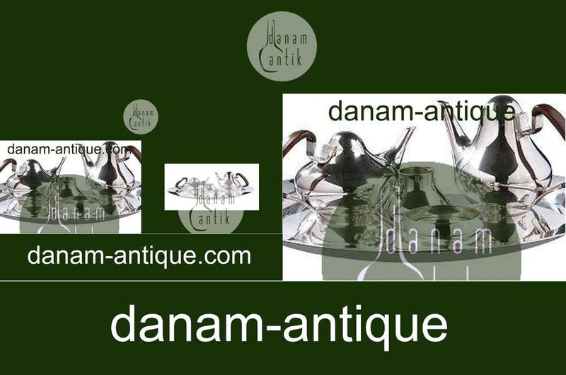 Georg Jensen Sterling Sølv Henning Koppel Te og Kaffesæt med Tekande, Kaffekande, Bakke, Flødekande og Sukkerskål No 1017