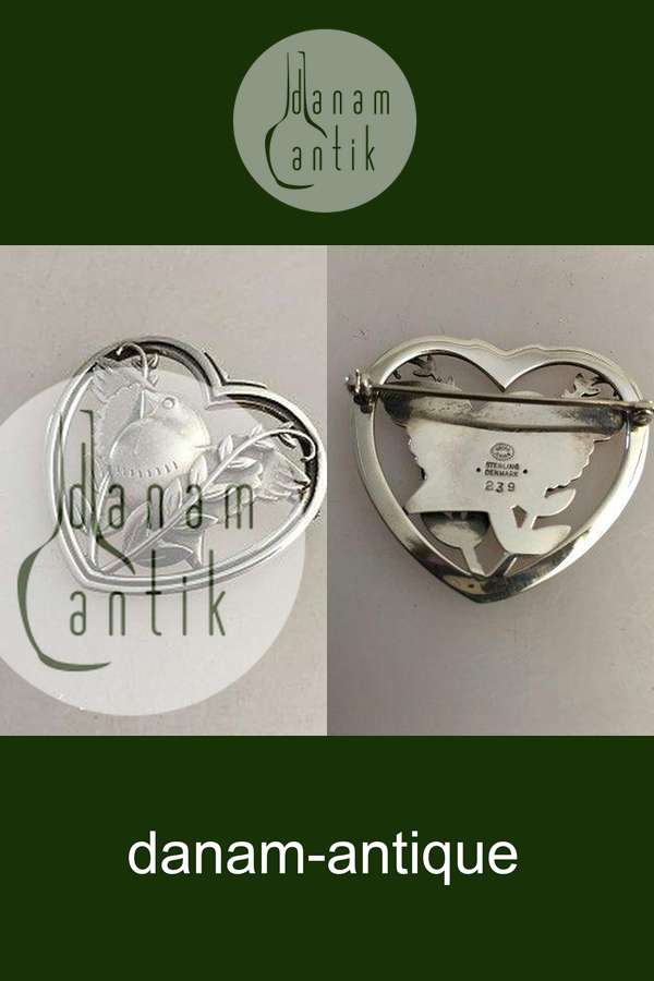 Georg Jensen Sterling Silver ハートシェイプ・ブローチ No 239