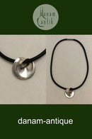 Georg Jensen Sterling Sølv Torun Vedhæng No. 374 med gummi halskæde