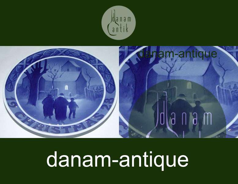 Royal Copenhagen Juleplatte fra 1928 med Engelsk Tekst "Christmas"