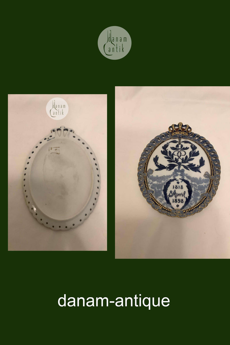 Royal Copenhagen Mindeplatte fra 1898 RC-CM017A med guld