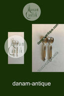 Georg Jensen Sterling Sølv og Rustfrit Stål Lille Salatsæt Konge No 134