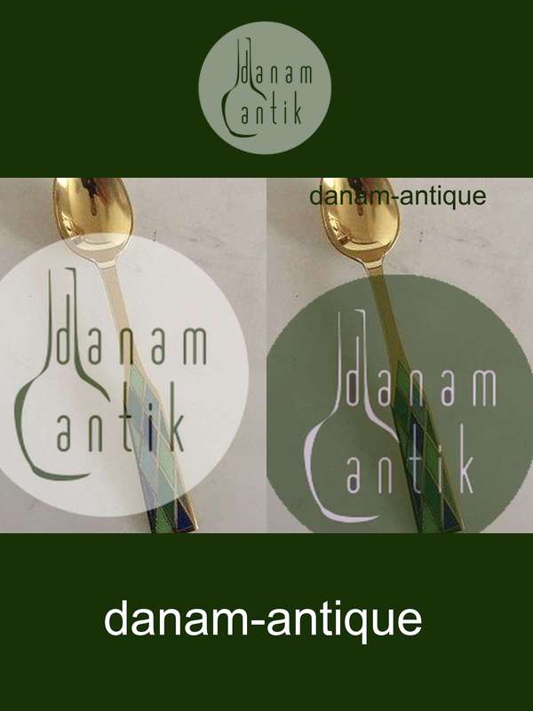 Georg Jensen Harlequin Kaffeske i Forgyldt Sterling Sølv med Grøn Emalje.