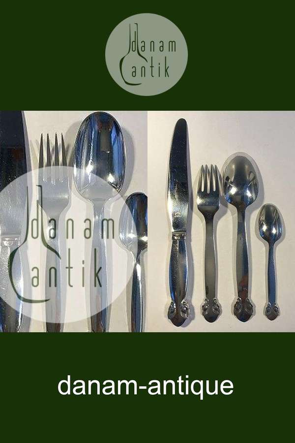 Georg Jensen Sterling Silber Pinje Besteckset für 8 Personen, 32 Teile