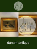 ダックスフンドを描いた絵画（油彩・キャンバス、ゴールドフレーム）。サインはA。リッツァウ 1916年