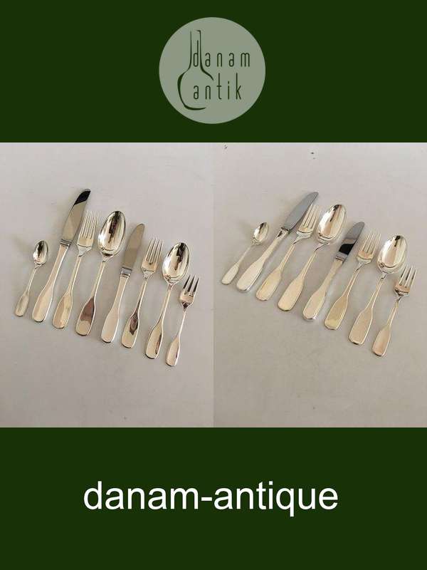 "Susanne" Hans Hansen Sterling Silver Flatware Set for 12 People. 96 Pieces