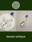 Dyb Barneske i Sterling Sølv med monogram og blå emalje W.S. Sørensen