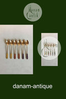 ELA Danmark Sæt på 6 stk. Mokkaskeer i forgyldt Sterling Sølv med farvet emalje