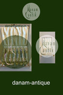 A. Michelsen Sæt af 6 Forgyldte Sterling sølv theskeer med farvet Emalje i æske, plus en ekstra