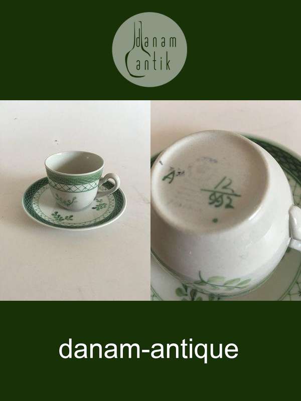 Royal Copenhagen Green Tranquebar Coffee Cup and Saucer No 992