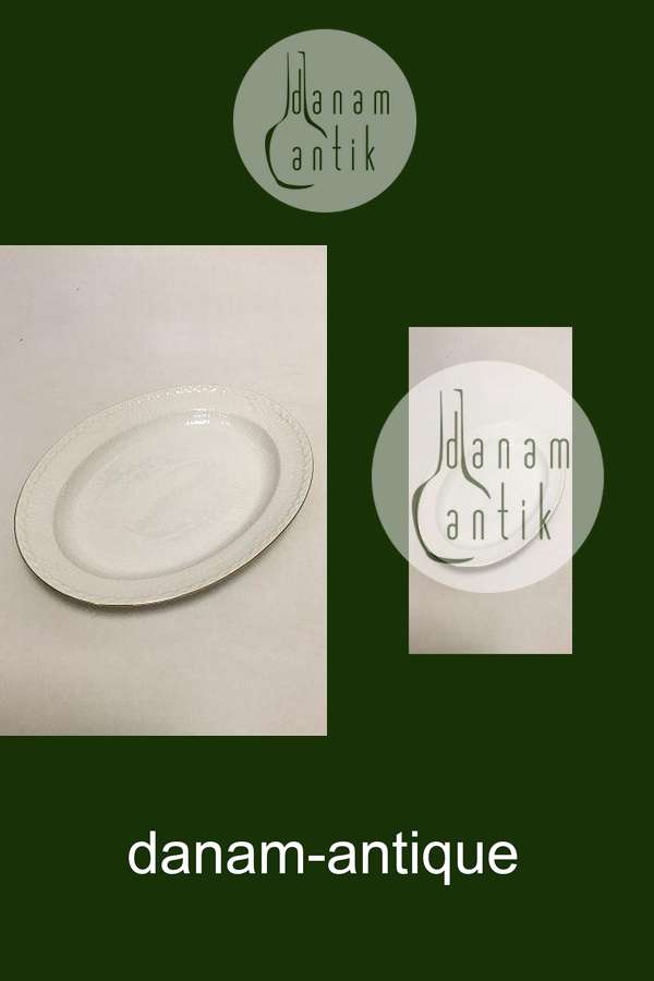 Royal Copenhagen Tradition Hvid Halvblonde m. Guld Ovalt servingsfad No 533