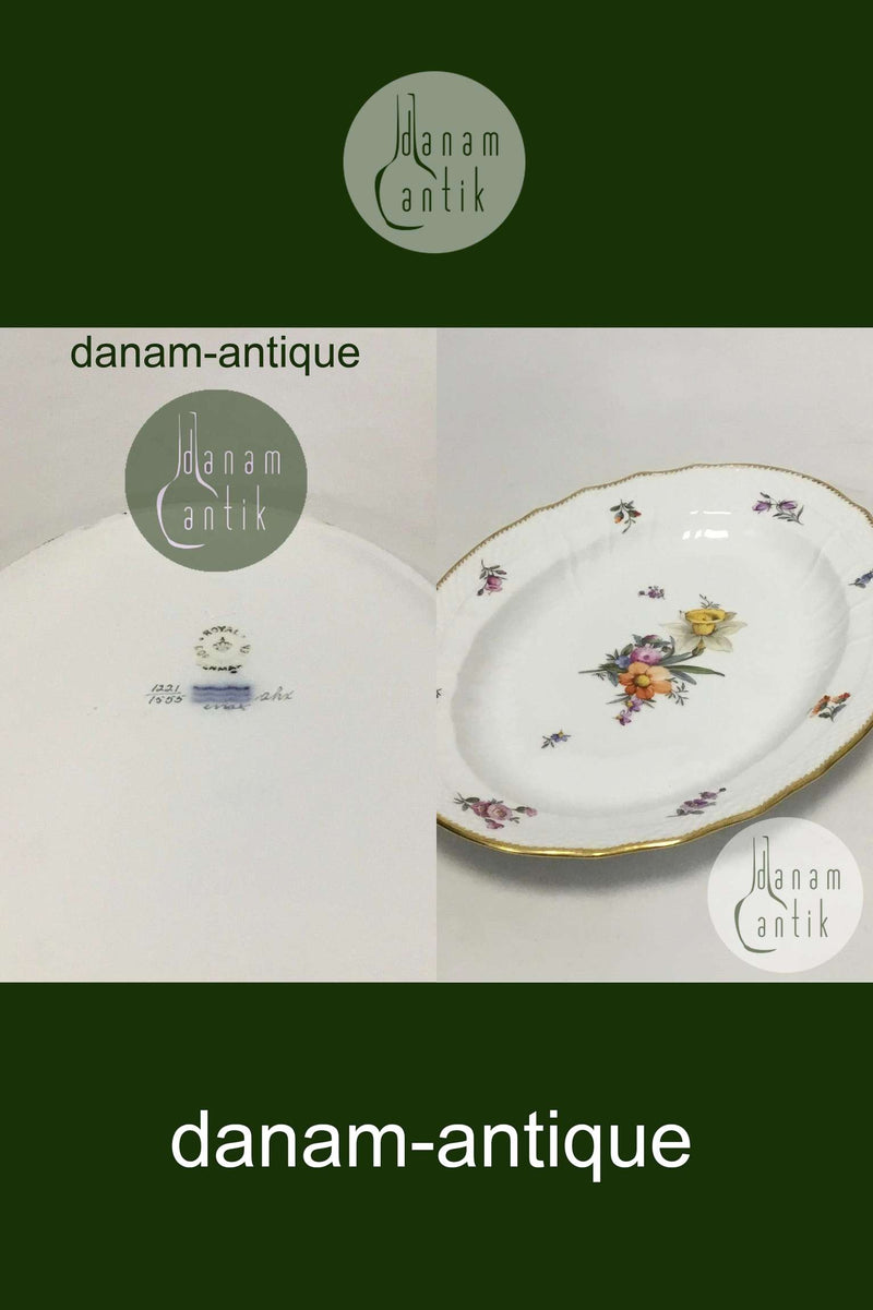 Royal Copenhagen Fuld Saksisk Blomst Ovalt fad No 1555