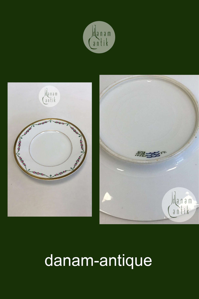 皇家哥本哈根一套478号玫瑰花环金质餐盘编号10519