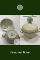 Royal Copenhagen Creme Svejfet med Guld (Stel 1235) Stor Sukkerskål med Låg No 1865