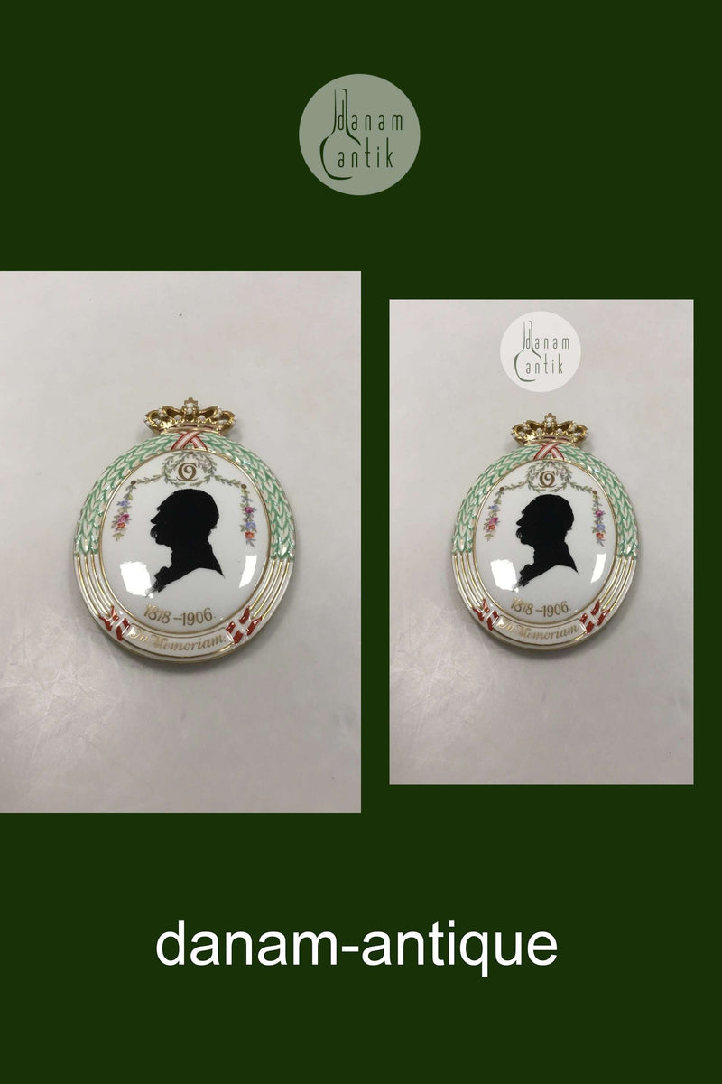 Royal Copenhagen Silhouette Flora Danica Royalty platte Kong Christian IX No RC-S1