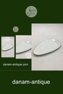 Bing & Grøndahl Hvidt glat stel med guldkant Trekantet fad No 16