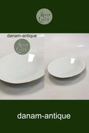 Bing & Grøndahl Hvidt glat stel med guldkant Oval skål på fod No 223