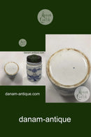 Gammel Blåmalet Thedåse med skruelåg af metal