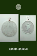 Bing and Grondahl Biscuit Plate "Poesiens Genius" with pink colored background