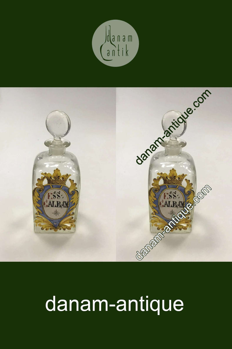 Holmegaard Apotekerflasken, krukke med tekst ESS GALBAN fra 1993