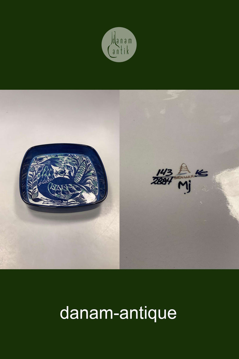 Aluminia/Royal Copenhagen Fajance Tenera Skål med fugl No. 143/2884