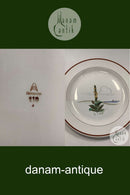 Aluminia Stort Rundt Fad med strand og blomster motiv