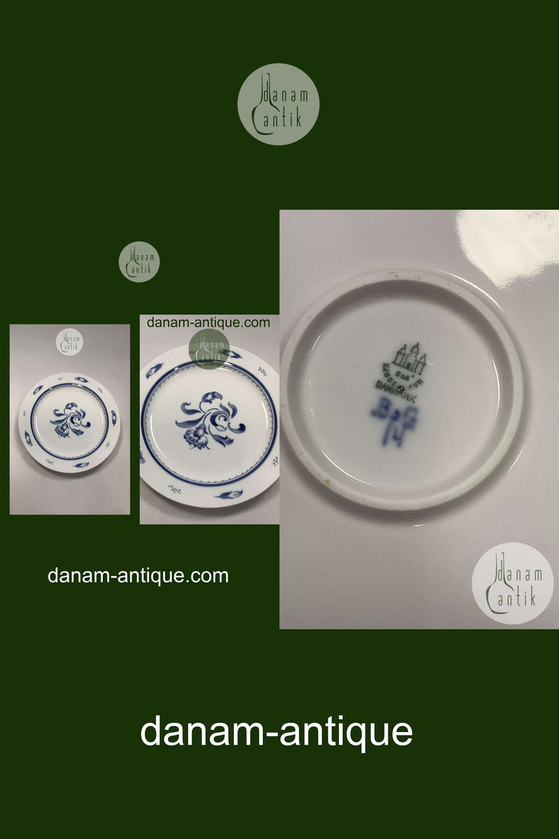 Bing og Grøndahl Jubilæumsstel / Blå Nellike Stort Rundt Fad