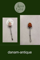 Zigarettenspitze in Silber mit bernsteinfarbener Perle