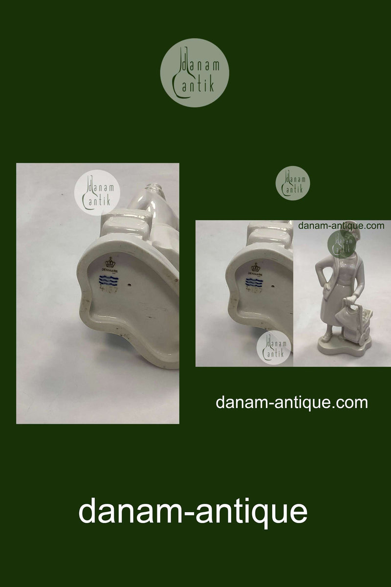 Royal Copenhagen Bode Willumsen Figur af Kvinde med Barnevogn No. 4137 Måler 21cm / 8.27 inch