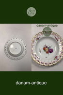 Royal Copenhagen Fuld Saksisk Blomst Dyb Tallerken med Gennembrudt Blondekant fra 1860-1890