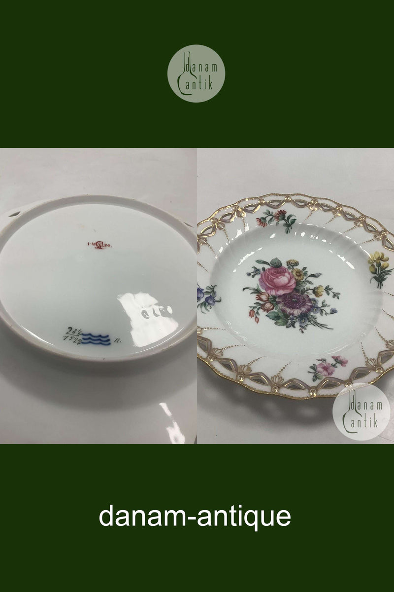 Royal Copenhagen Saksisk Blomst Gennembrudt tallerken No 1577