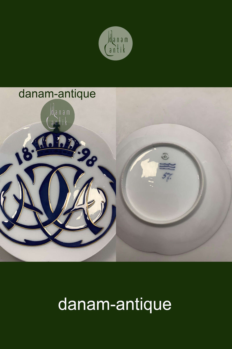 Royal Copenhagen Mindeplatte fra 1898 RC-CM18 med guld