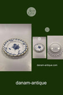 古董皇家哥本哈根蓝色花朵焊接镂空金盘