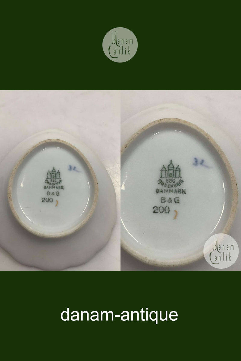 Bing og Grøndahl Sommerfugl med guld Smør Asiet / Kaviar Skål No. 200