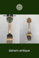 A.ミケルセン クリスマスケーキフォーク 1986年 エナメル入りゴールドプレート スターリングシルバー