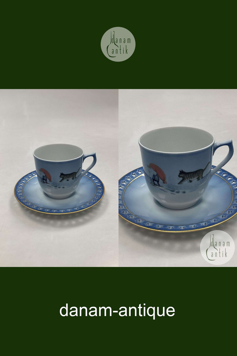 Bing og Grøndahl Harald Wiberg Julestel Kaffekop med Underkop No. 3503/305