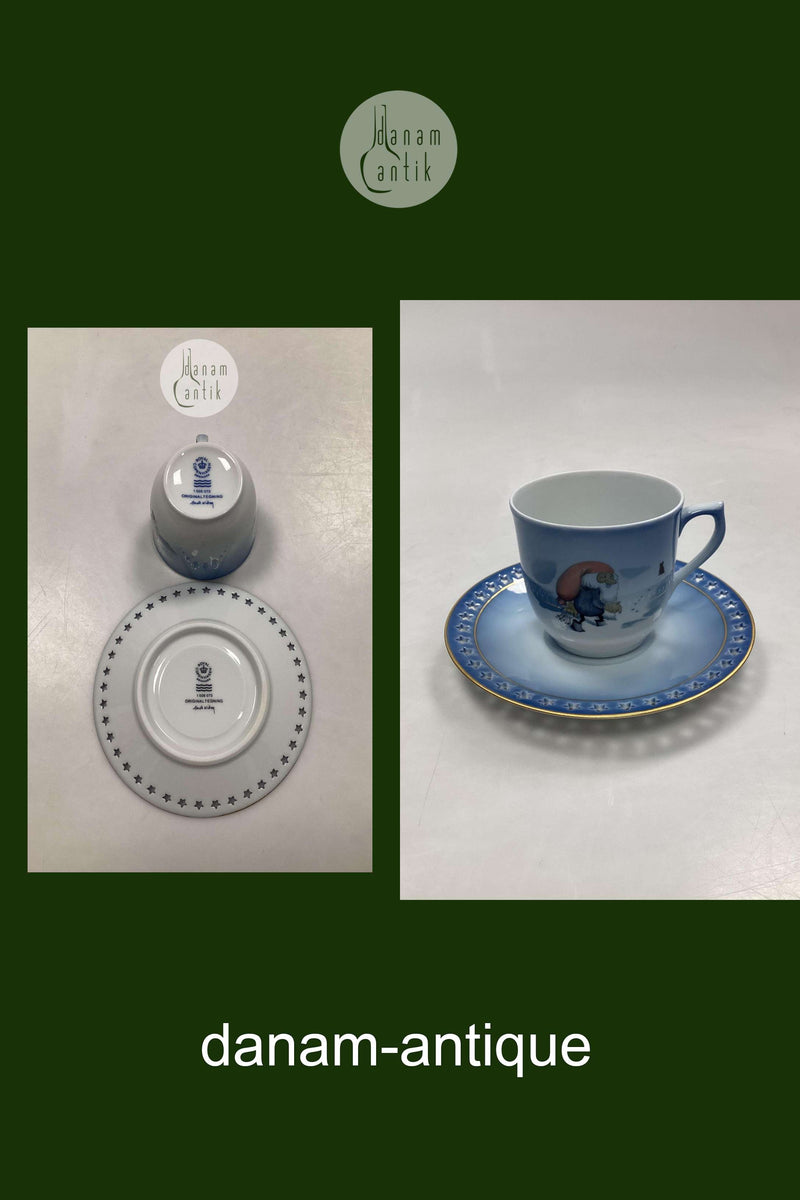 Bing og Grøndahl Harald Wiberg Julestel Kaffekop med Underkop No. 3505/305