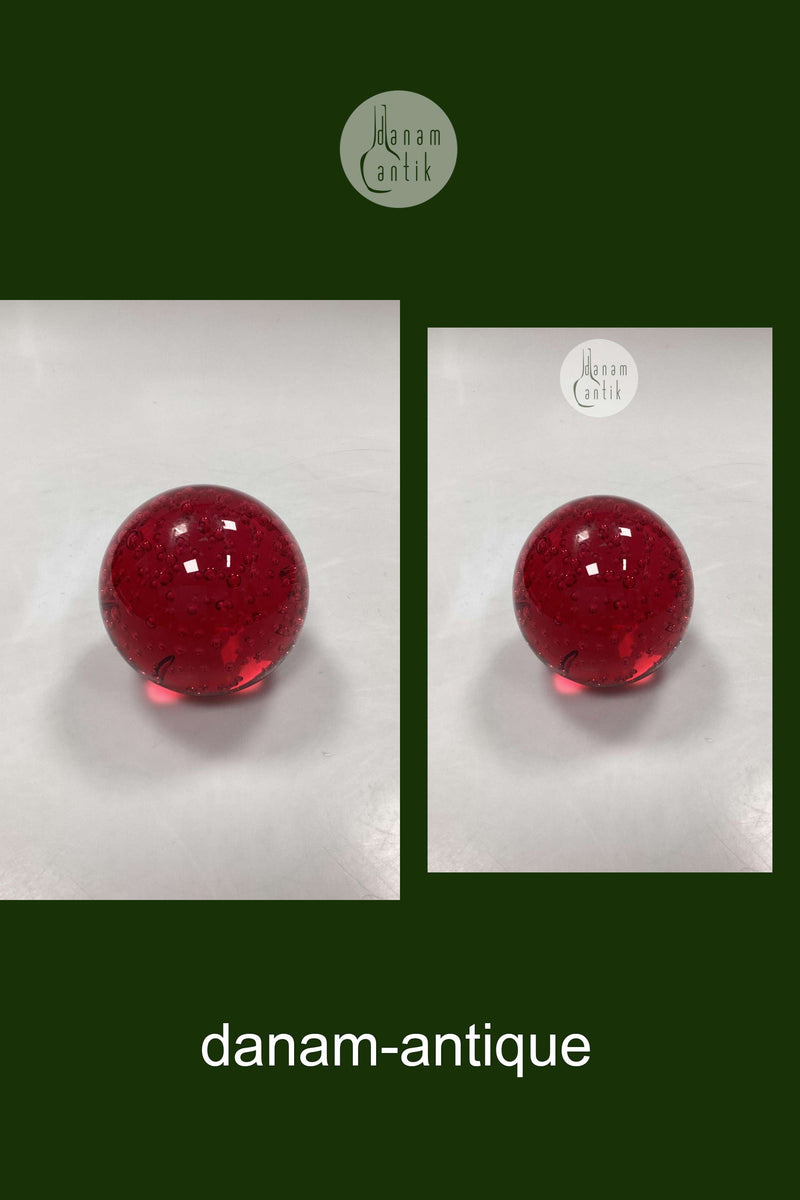 Rød Brevvægt i glas