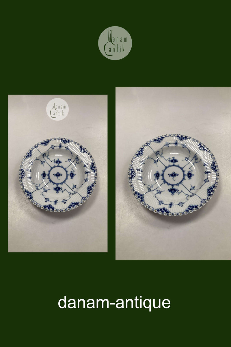 Royal Copenhagen Musselmalet Helblonde med gennembrudt kant Dyb Tallerken No 1/1078