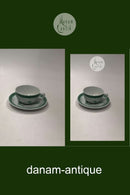 Royal Copenhagen Green Tranquebar Teacup with Saucer No 957