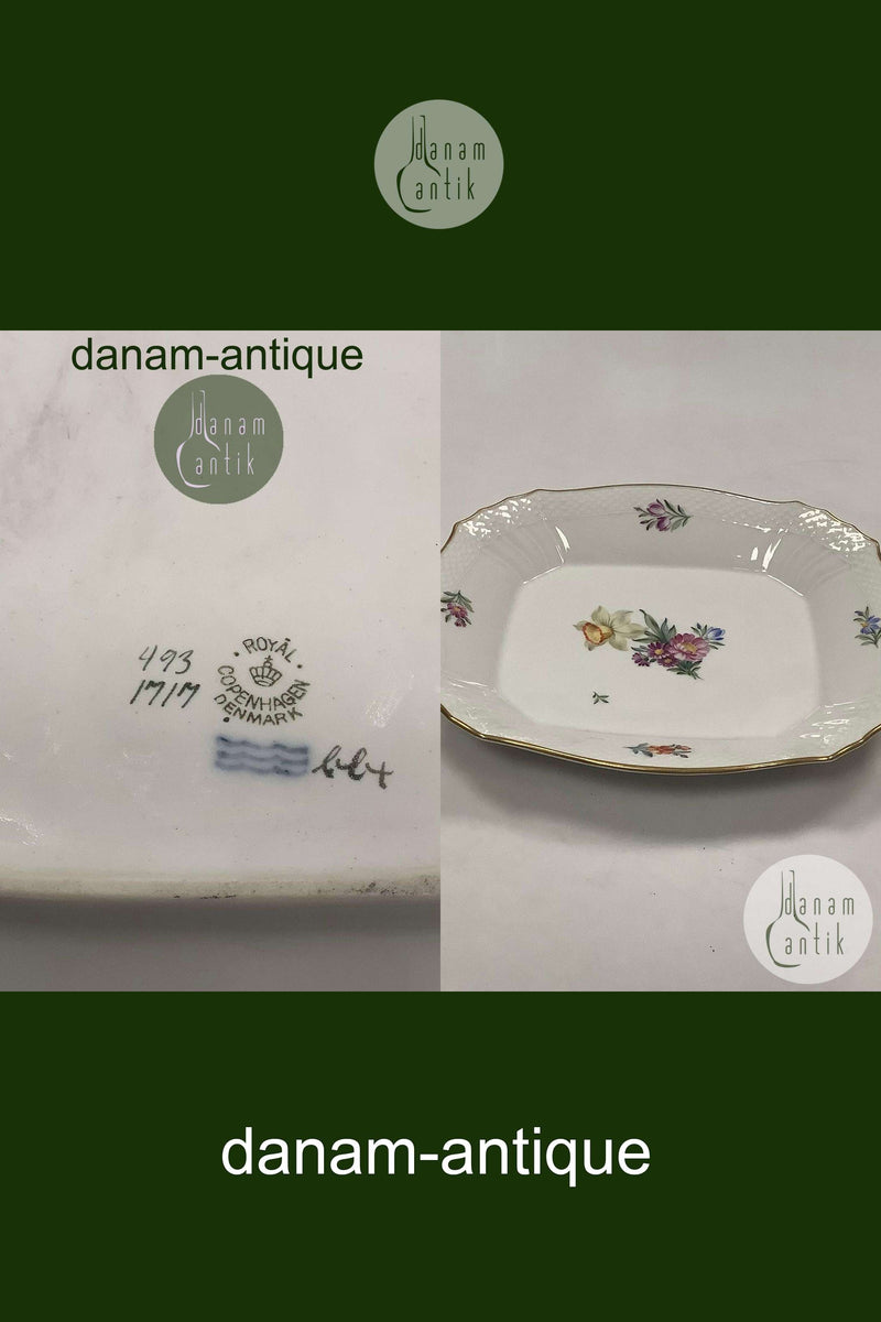 Royal Copenhagen Light Saxon Flower rectangular dish No 1717