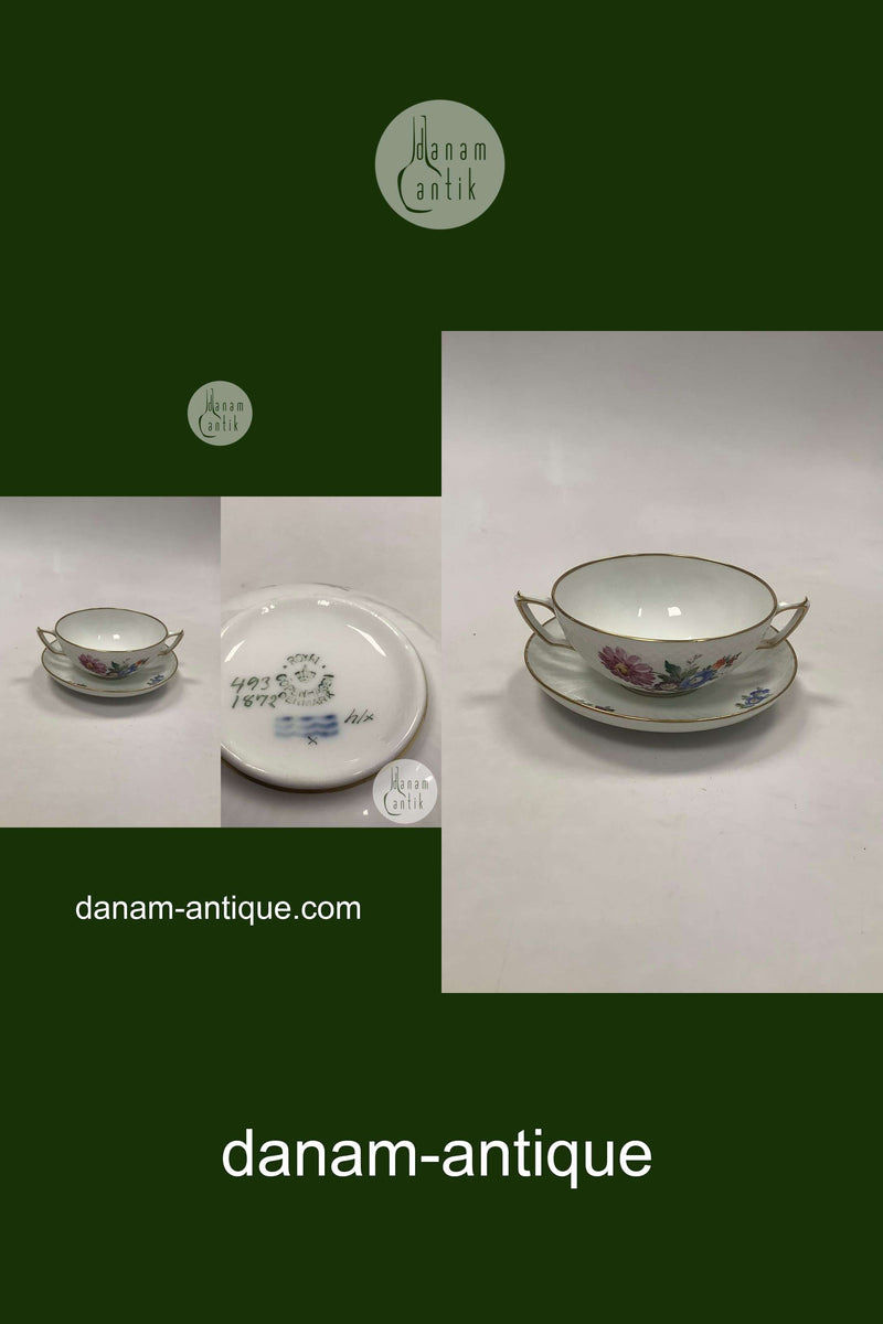 Royal Copenhagen Light Saxon Flower Bouillon Cup with handles No 1872