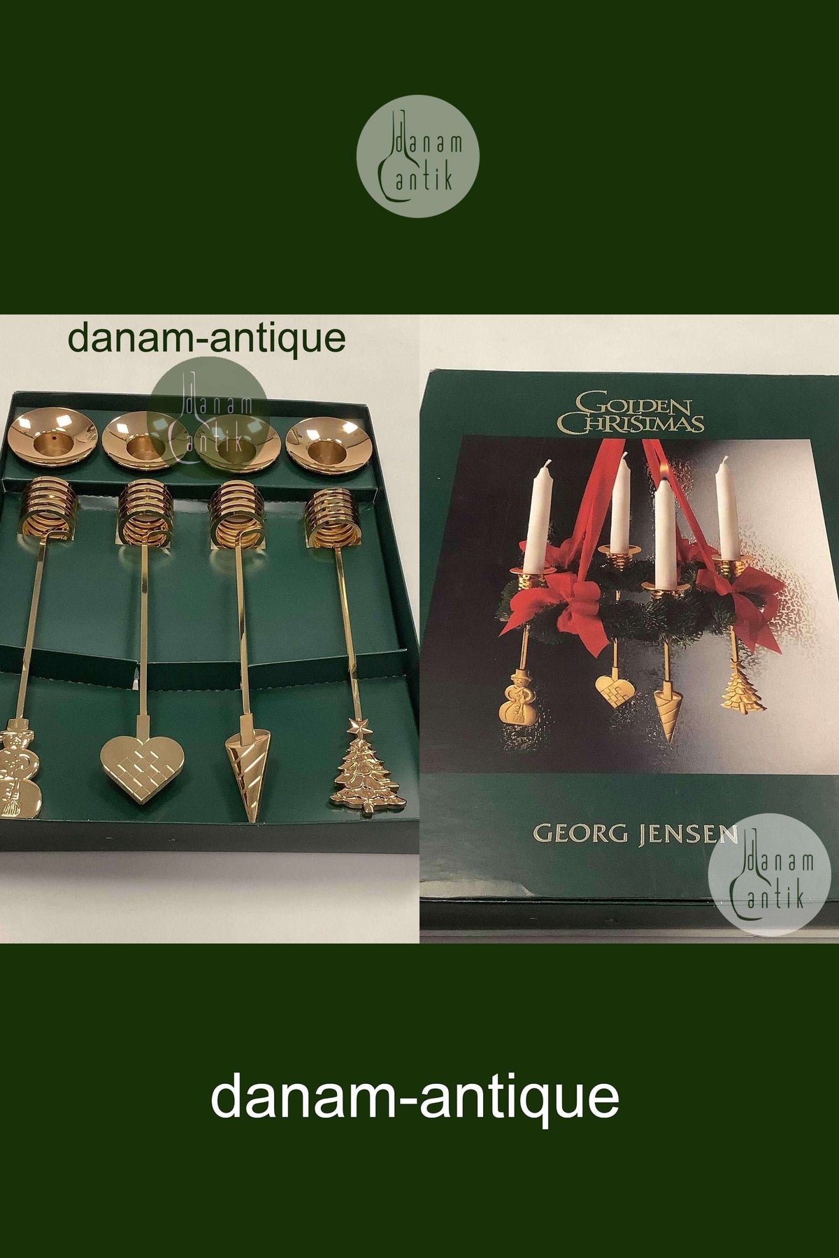 4 Georg Jensen Candle Holders for Advent Wreath in Gold Plated Metal