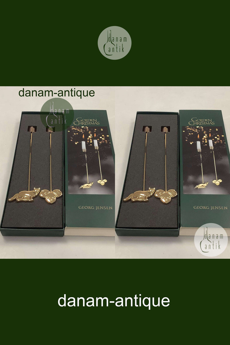 Georg Jensen Golden Christmas Lyseholder - Ræv og Hasselnød 2002
