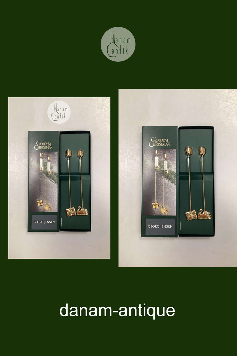 Georg Jensen Golden Christmas Lyseholder - Svane  og Gave 2000